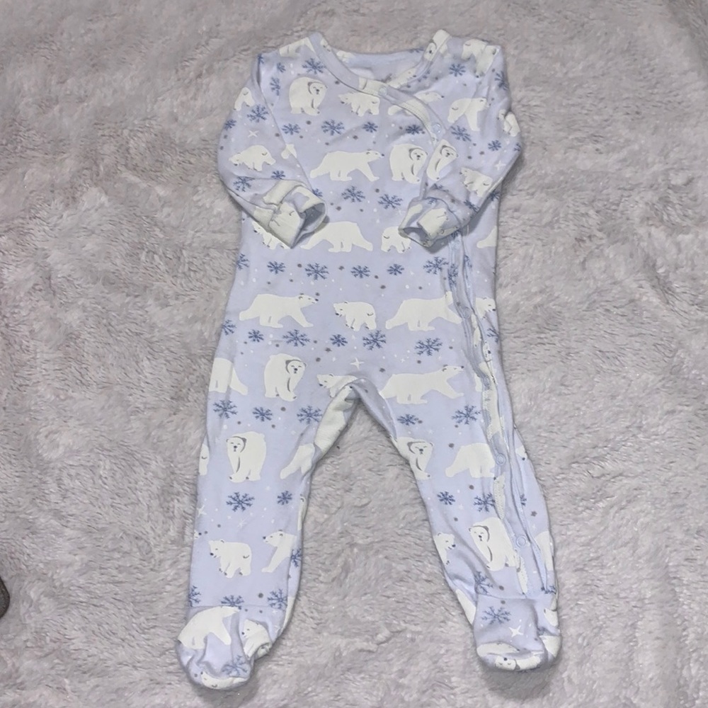 indigo purple polar bear baby footie / sleeper